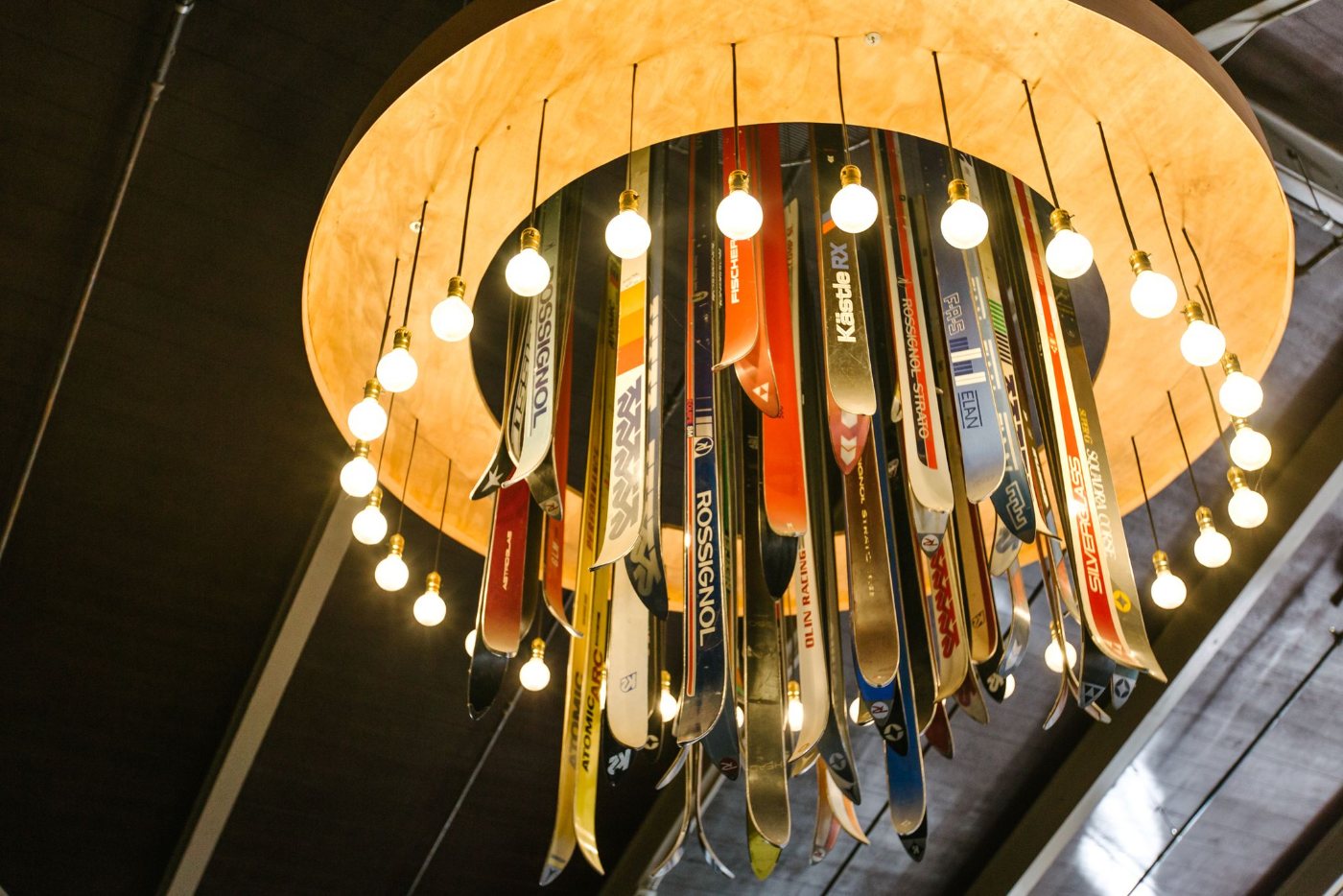 Chandelier made from old skis
