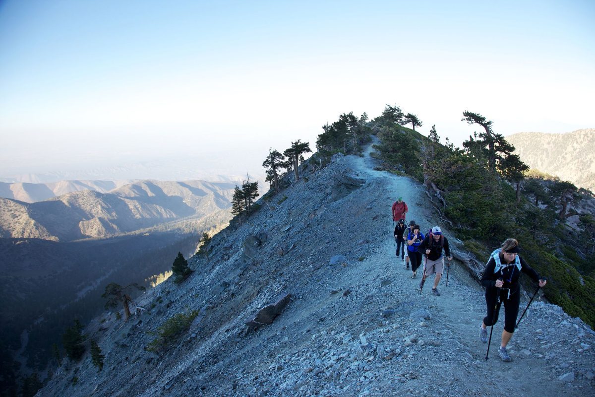 Hikers on the Devil's Backbone ridge