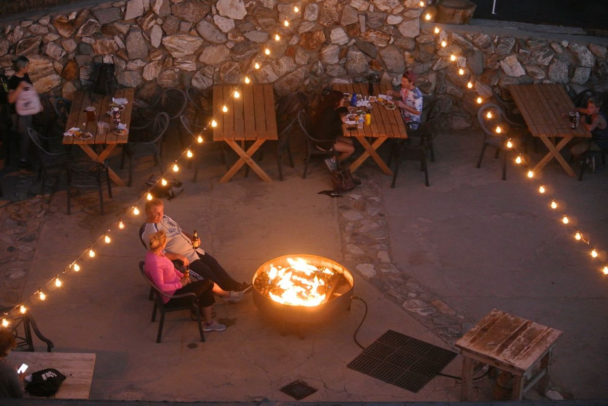 Fire pits and string lights on the Notch deck