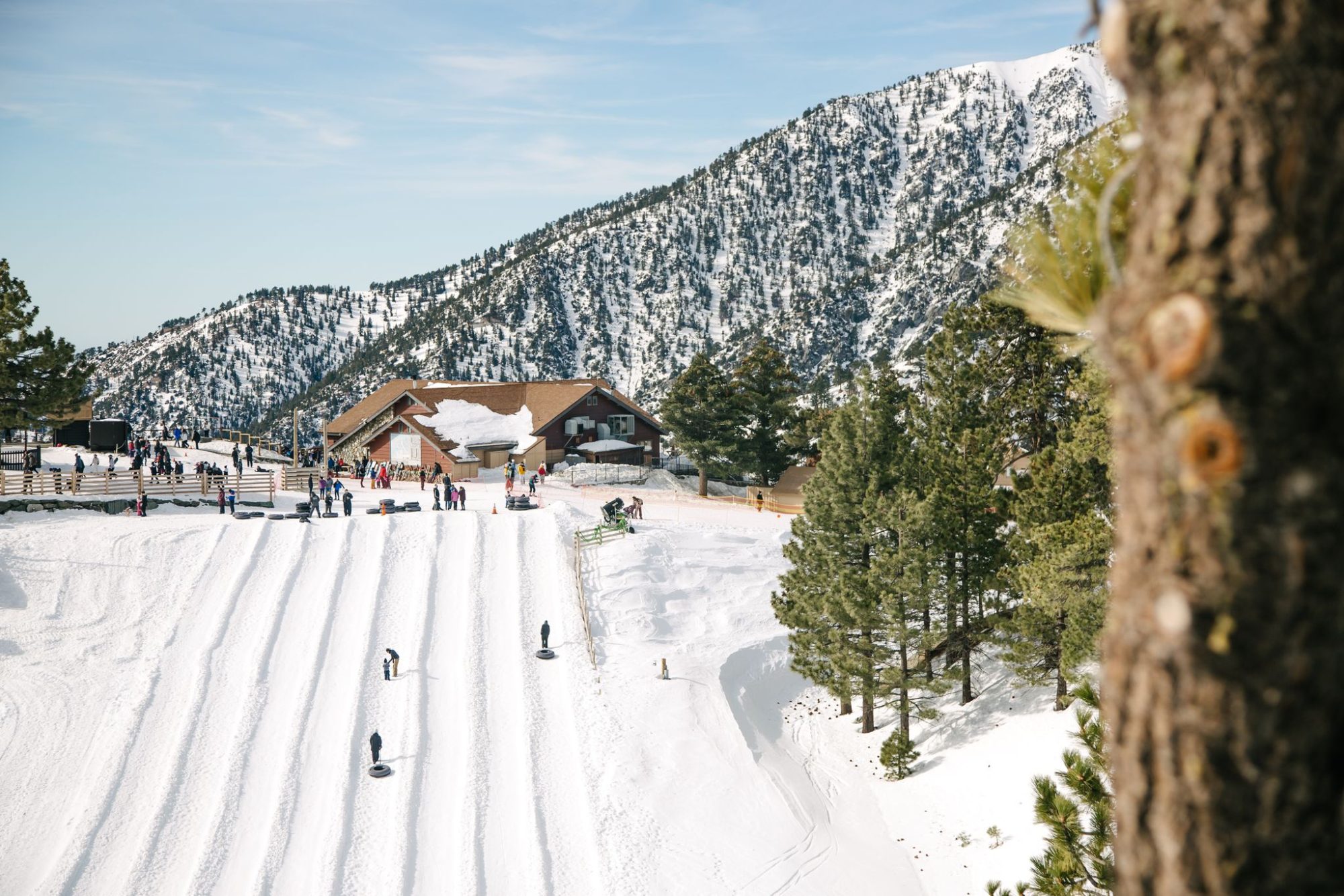Snow tubing lanes below the peaks