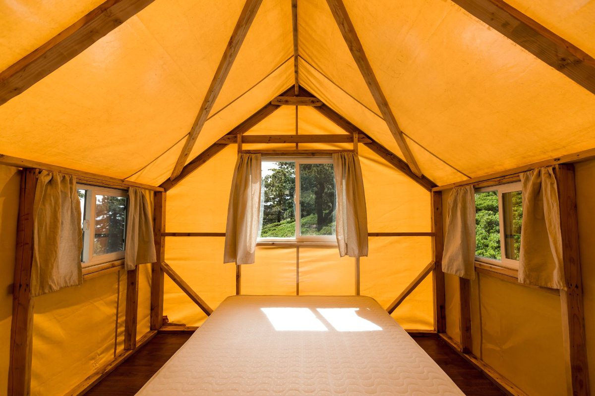 Inside a Camp Baldy tent cabin