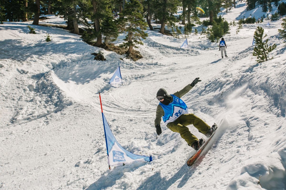 A Banked Slalom rider on course