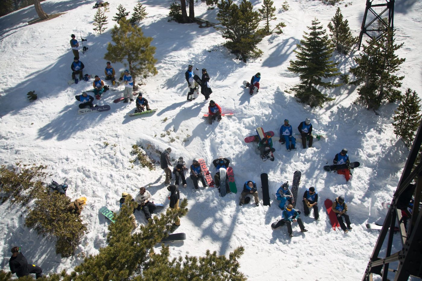 Spectators lining the course on race day