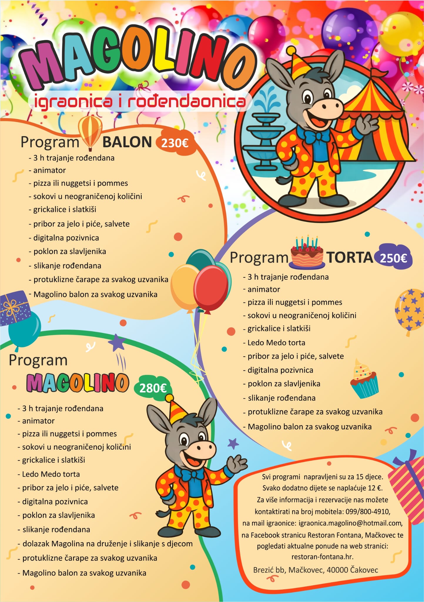 Cjenik proslave rođendana