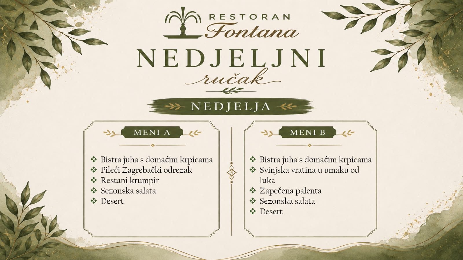 Restoran Fontana tjedni meni