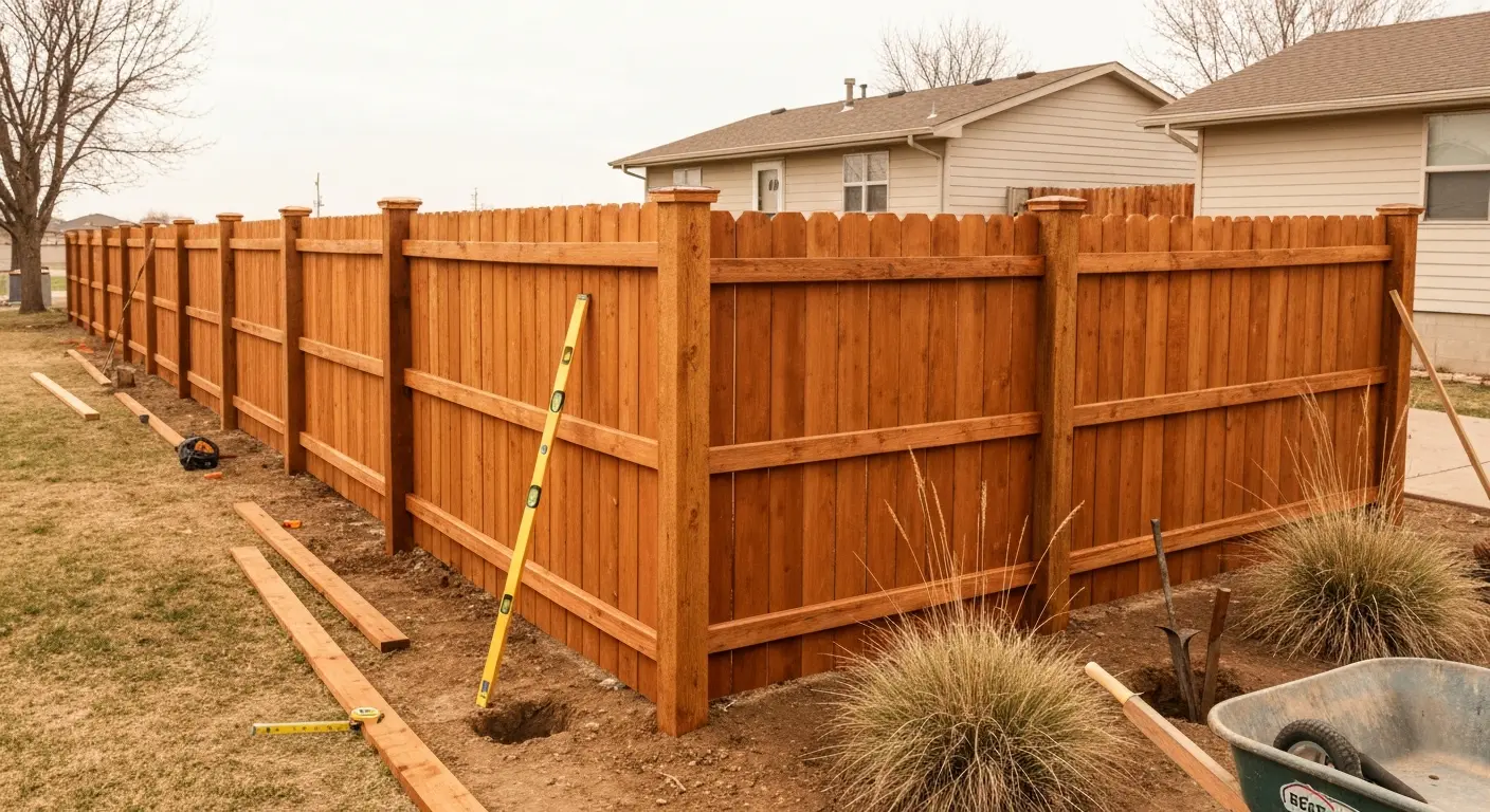 Wood fence installation