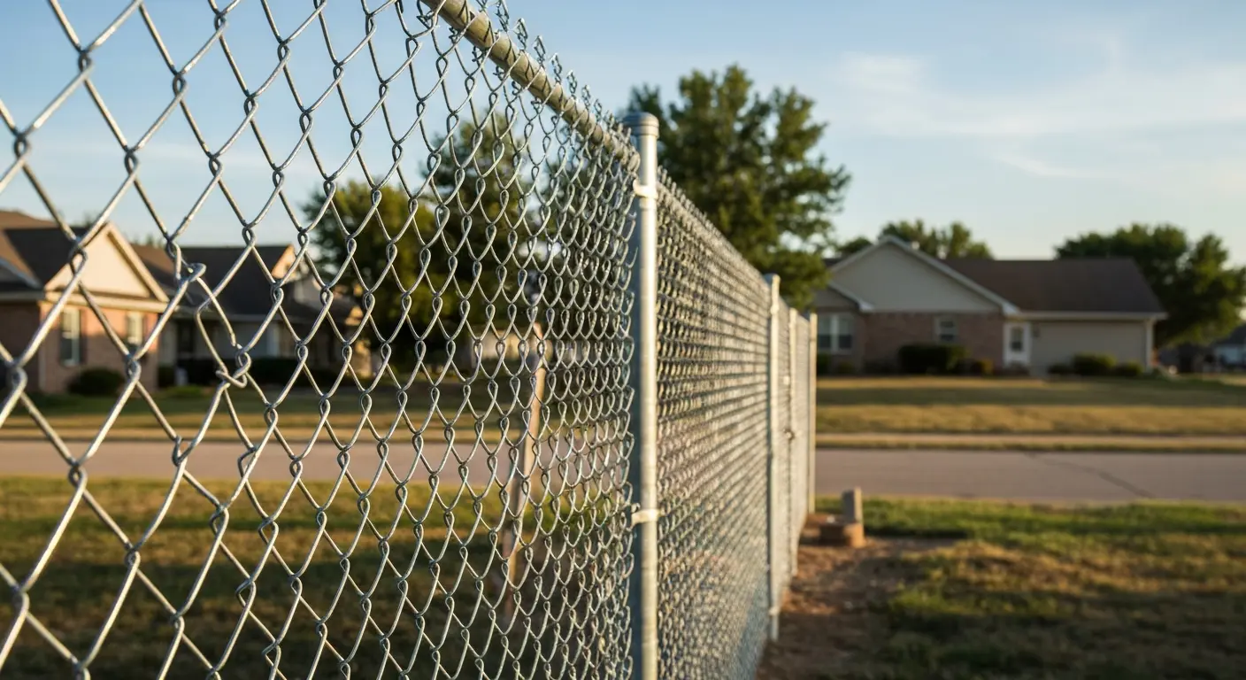 Chain link fence in Haysville residential area