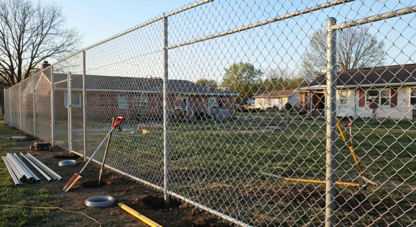 Chain-link fence installation