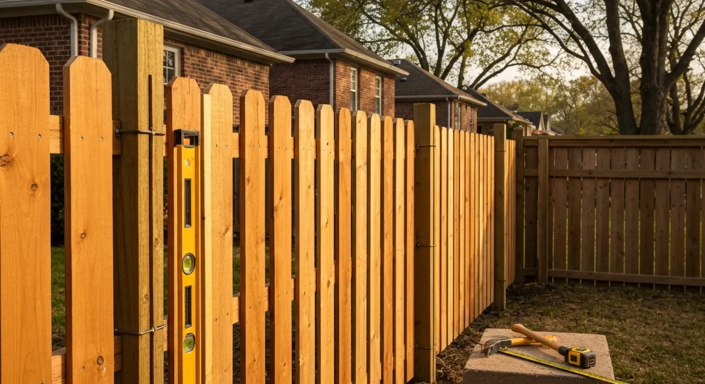 Fence repair work in progress