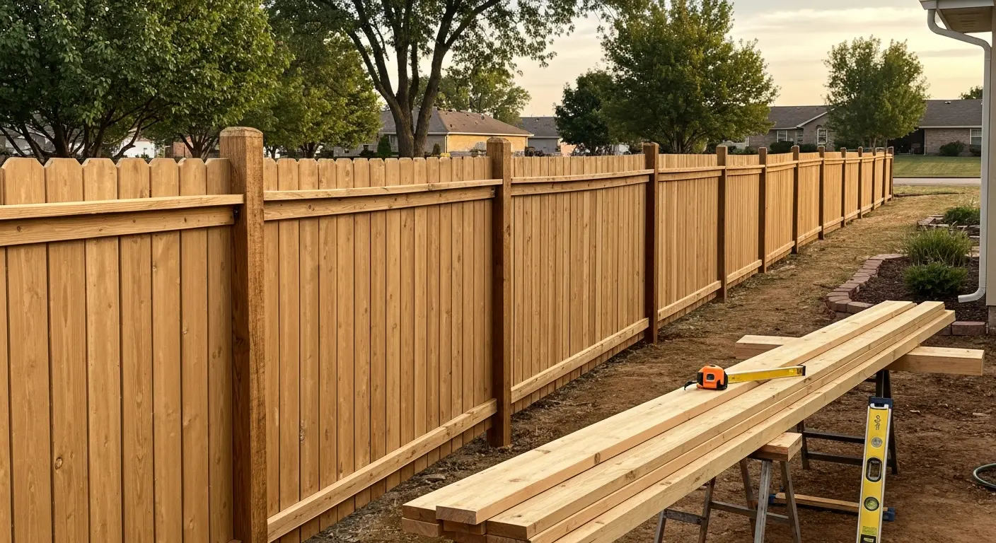 Wood fence installation in Maize