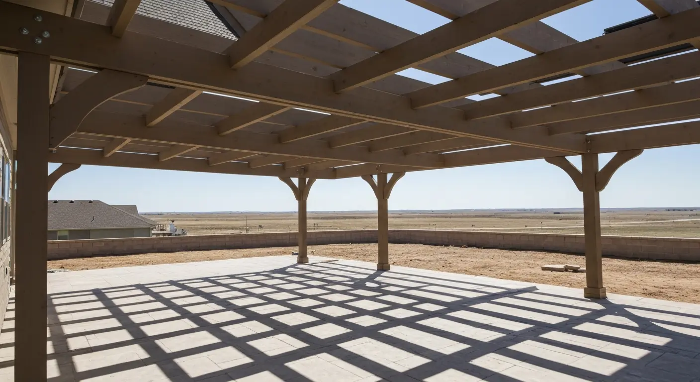 Covered patio with pergola structure