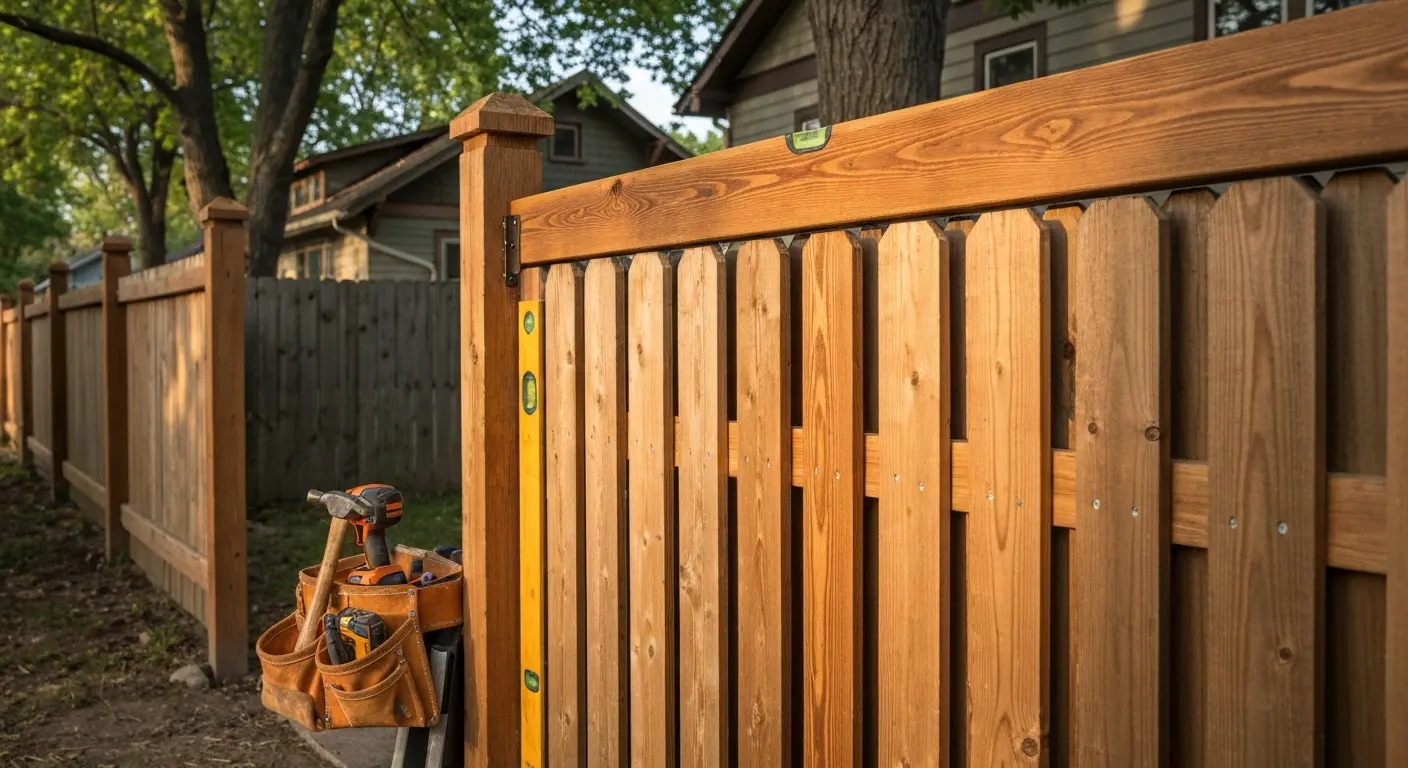 Fence repair work in progress