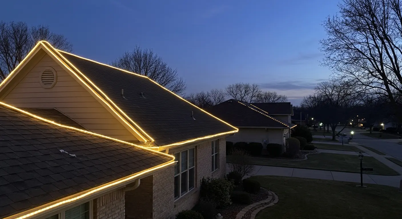 Roofline holiday lighting display