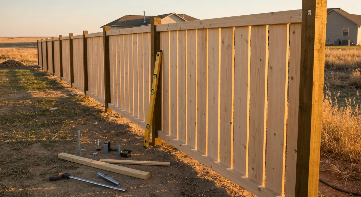 Privacy fence installation in Haysville backyard