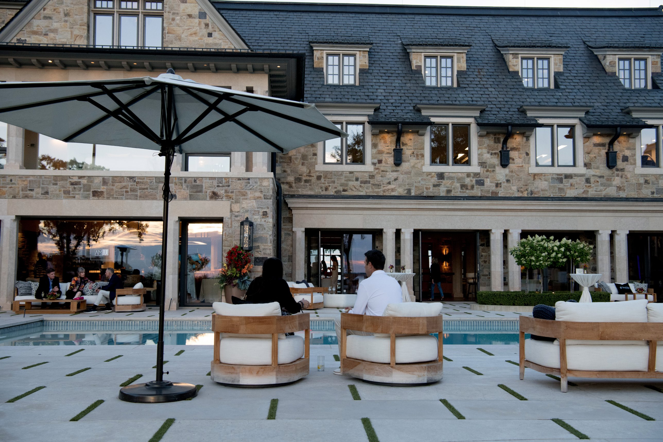 The estate terrace at dusk