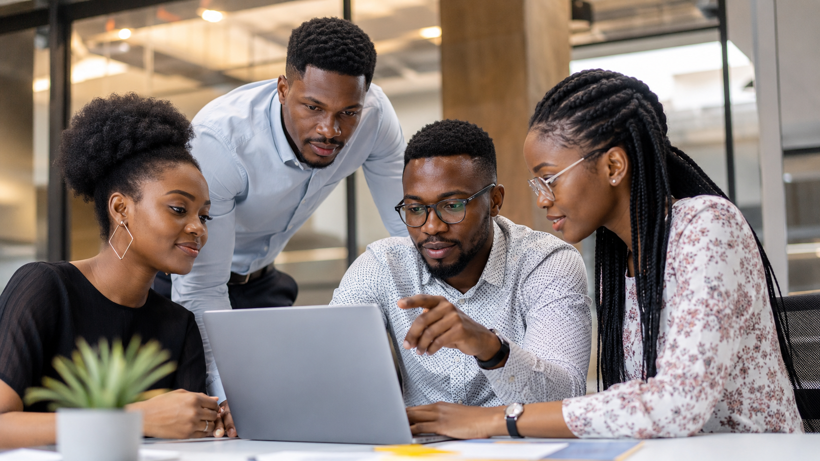 Collaborative African office team