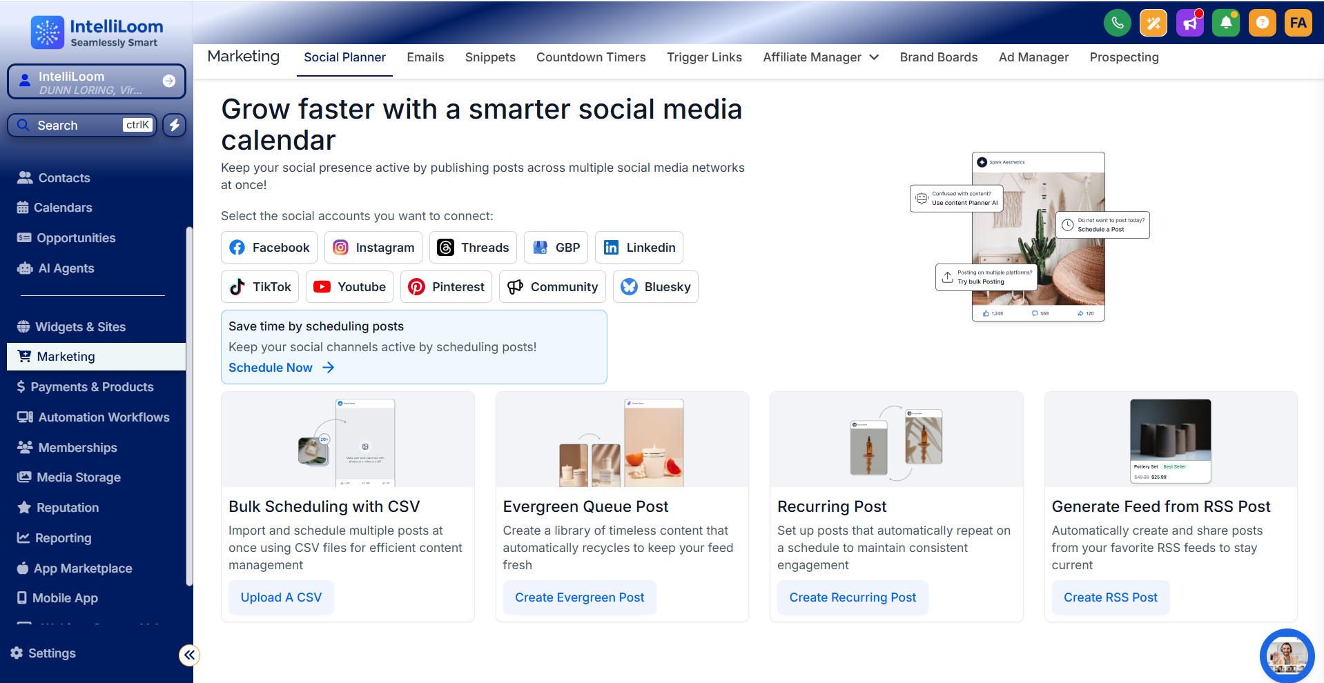 IntelliLoom Products Dashboard
