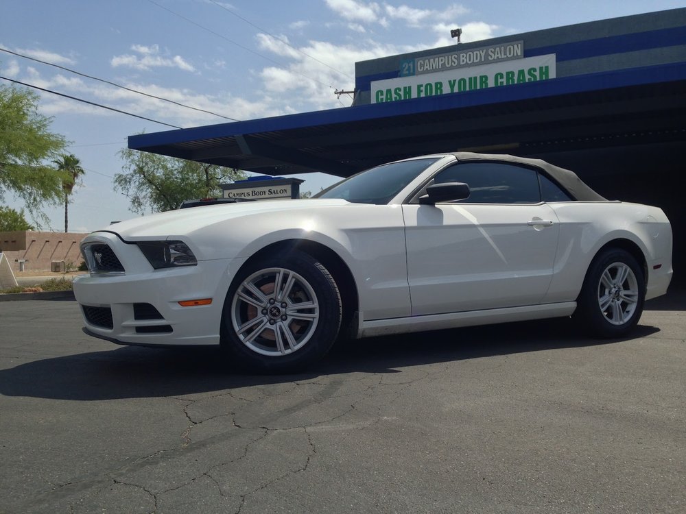 Collision repair work on a vehicle at Campus Body Salon Ltd. (Collision Center), Tempe, AZ