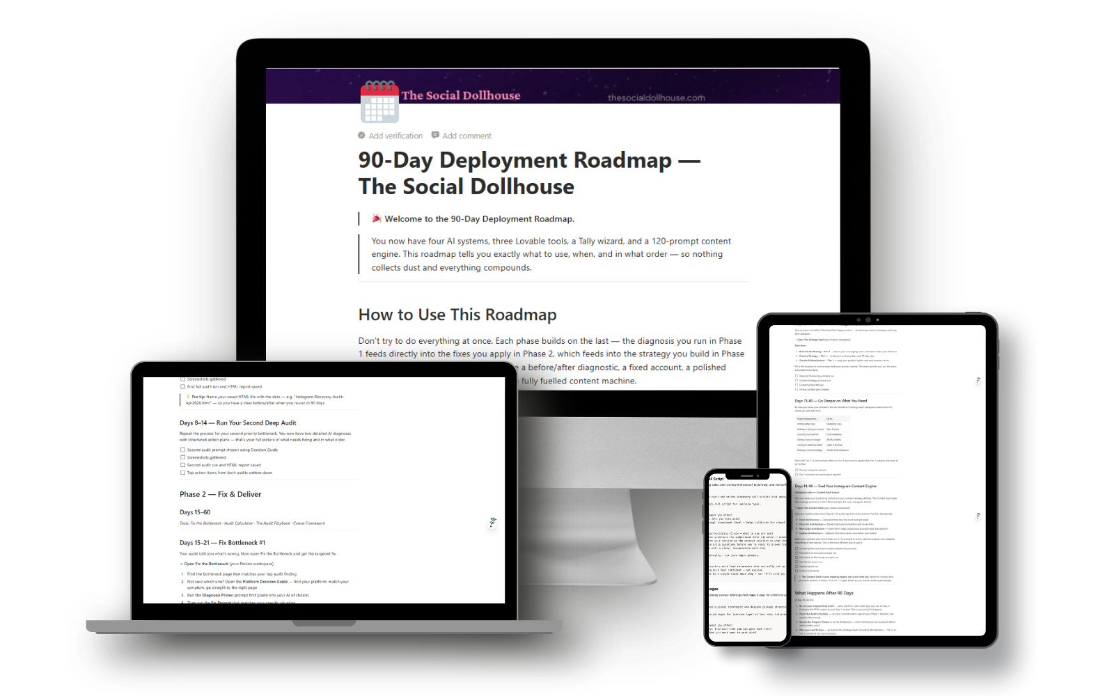 The 90-Day Deployment Roadmap — Notion mockup