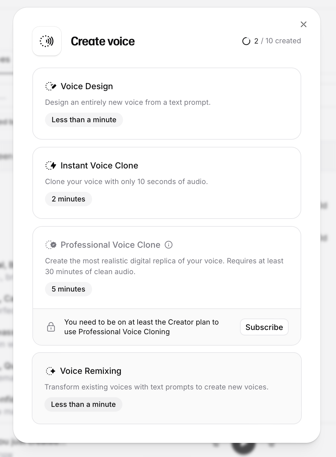 Voice cloning example — ElevenLabs