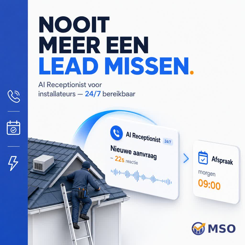 AI receptionist voor installatiebedrijven — nooit meer een lead missen