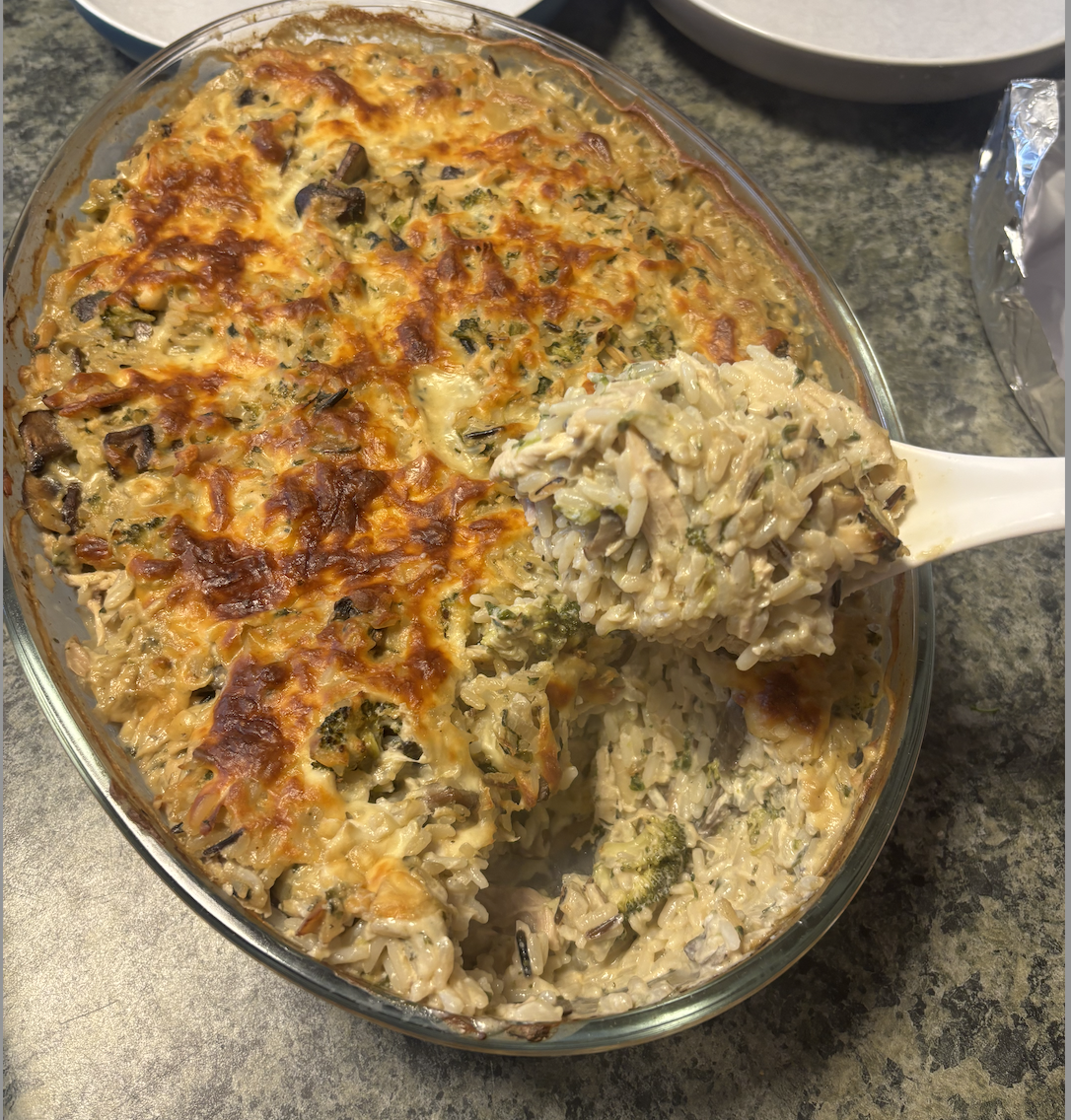 casserole dish baked perfectly with golden brown on top