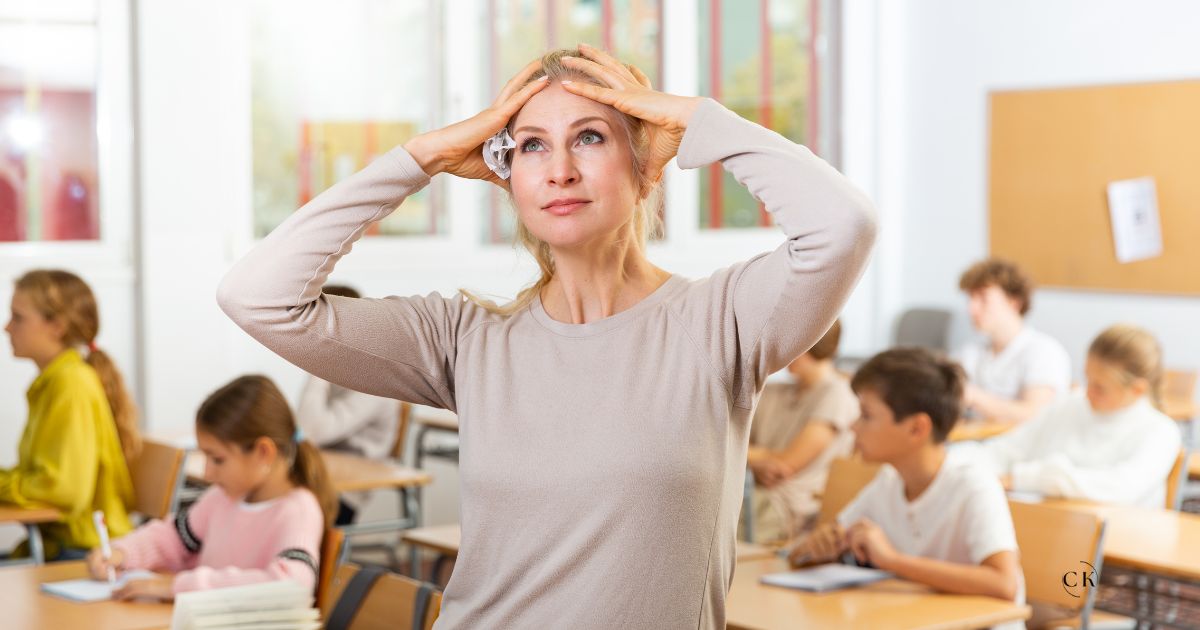 Teacher feeling frustrated due to a noisy class Teacher feeling frustrated due to a noisy class