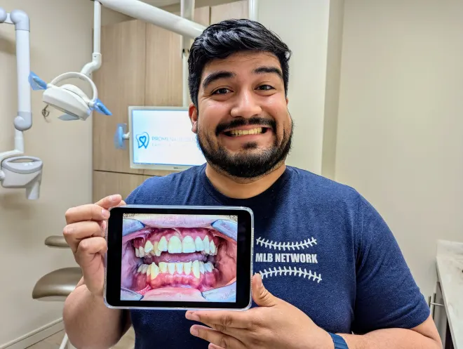 Promenade Invisalign patient at the office with his scan