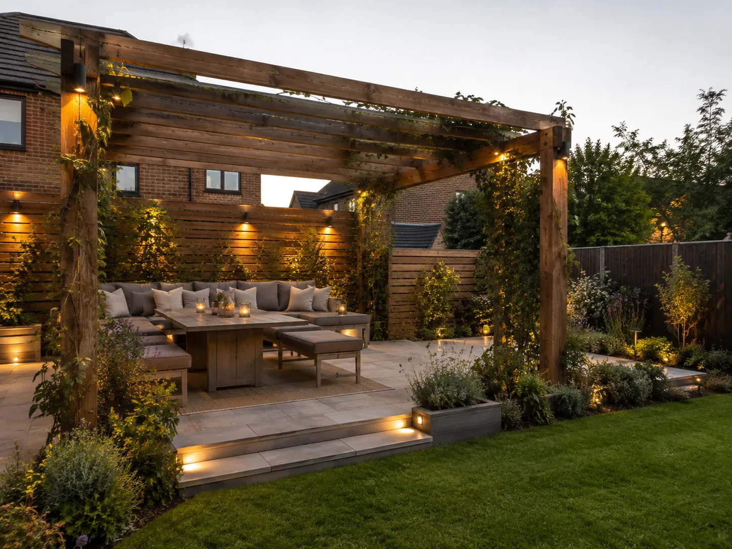 Bespoke pergola designed and installed by SP Outdoor Solutions