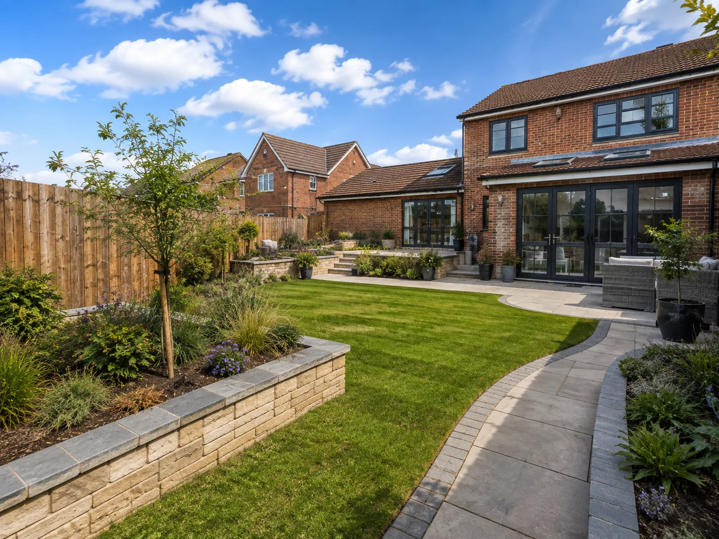 Completed garden landscaping project by SP Outdoor Solutions in County Durham