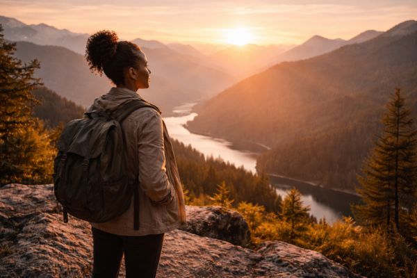 Contemplating the sunset view.