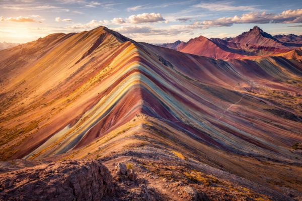 Rainbow Mountain at golden hour