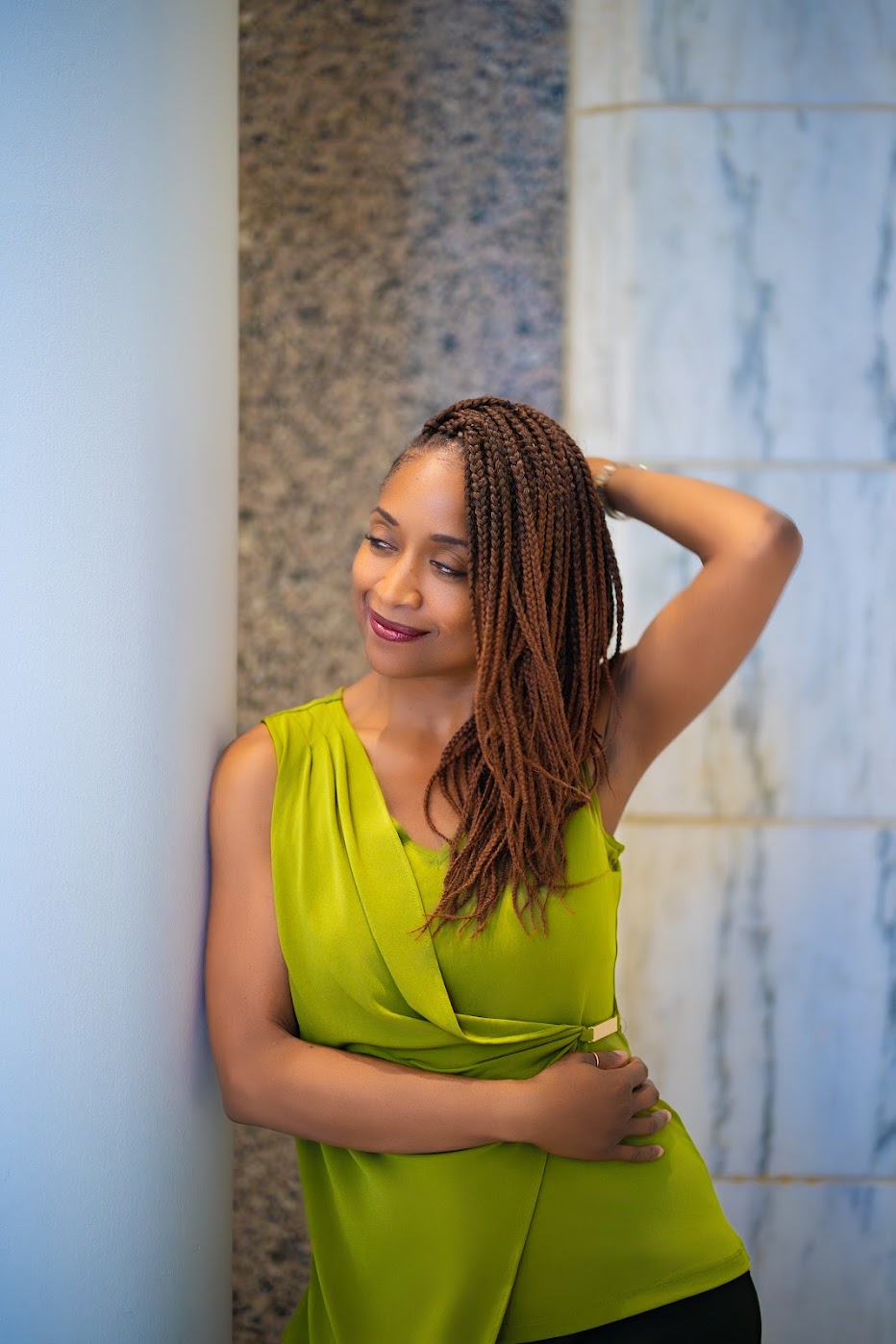 Leslie in a calm reflective moment representing mental clarity, self-awareness, and caring for your mind