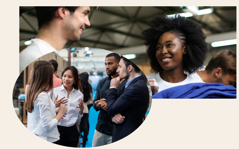 People engaged in conversation and connection, reflecting the influence relationships can have on personal growth.