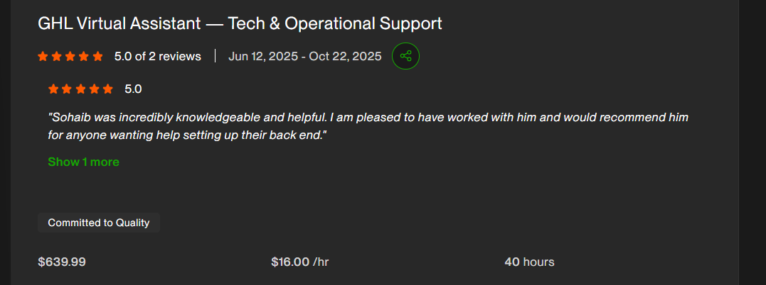 Client review screenshot