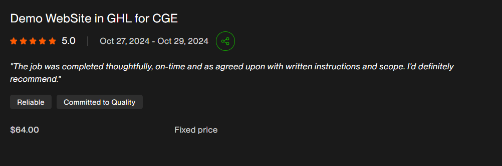 Client review screenshot