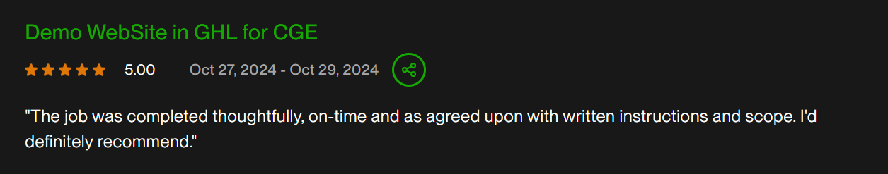 Client review screenshot