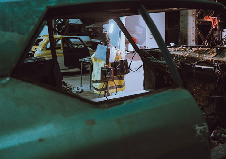 Clean and organized workshop floor
