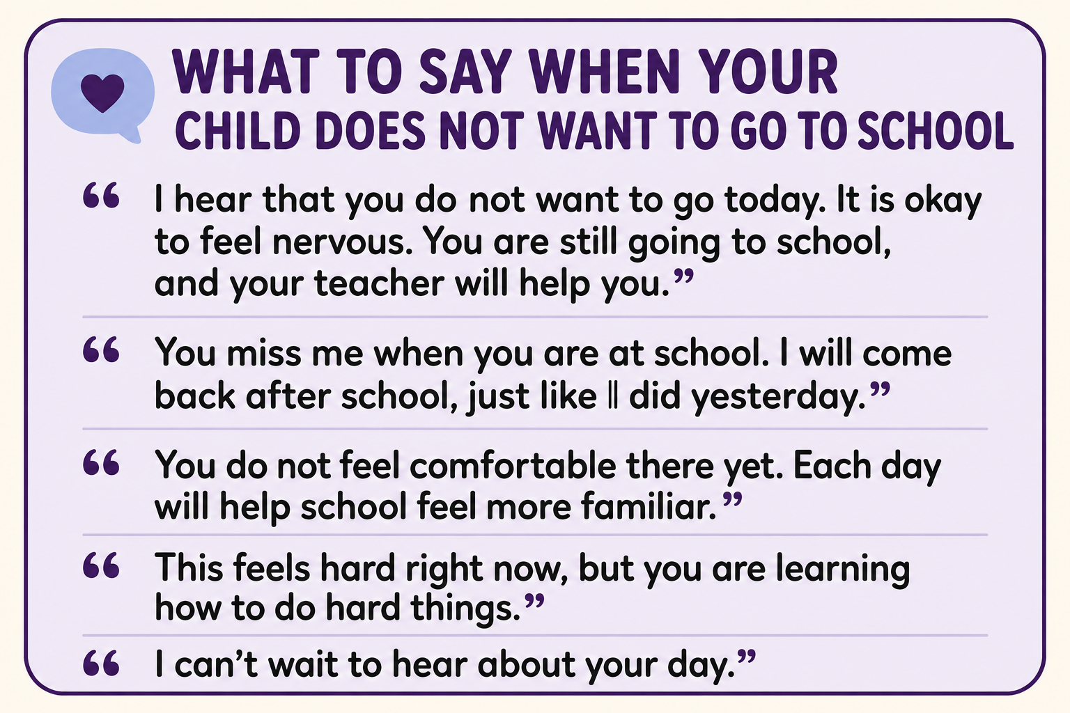 What parents can say when a child does not want to go to school
