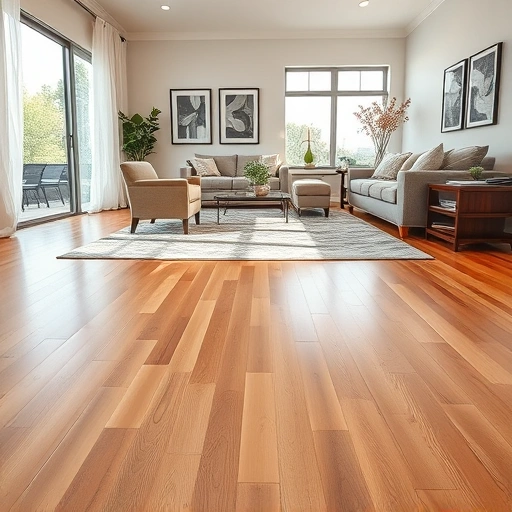 Prefinished hardwood flooring shines in a modern Geneva living room with stylish decor and natural light.