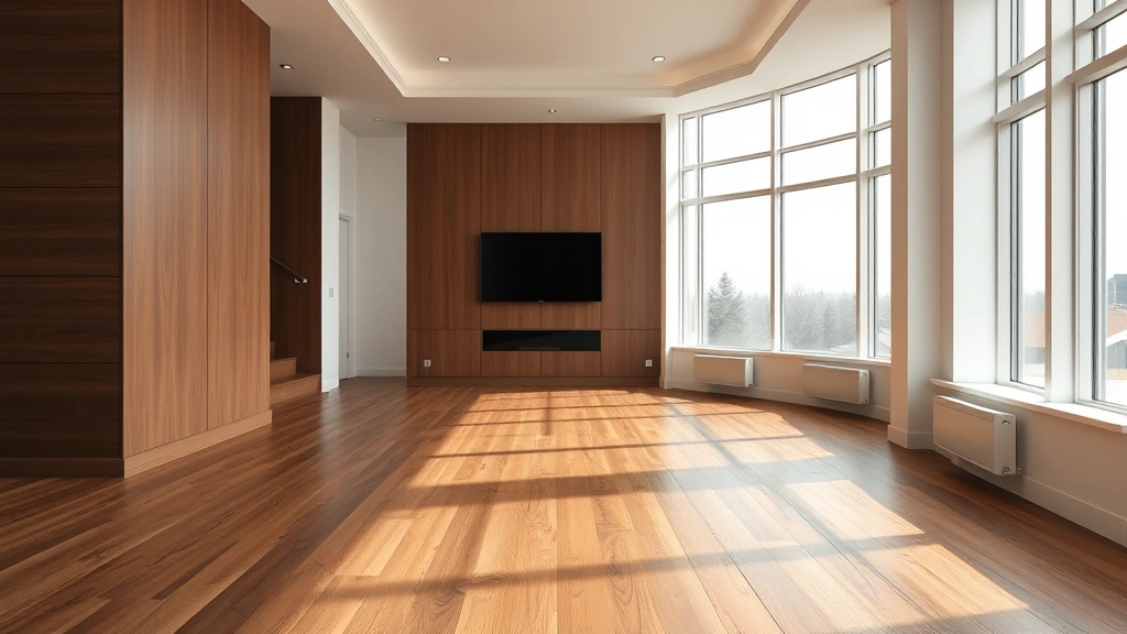 Flooring installation in a modern living room in Aurora, IL.