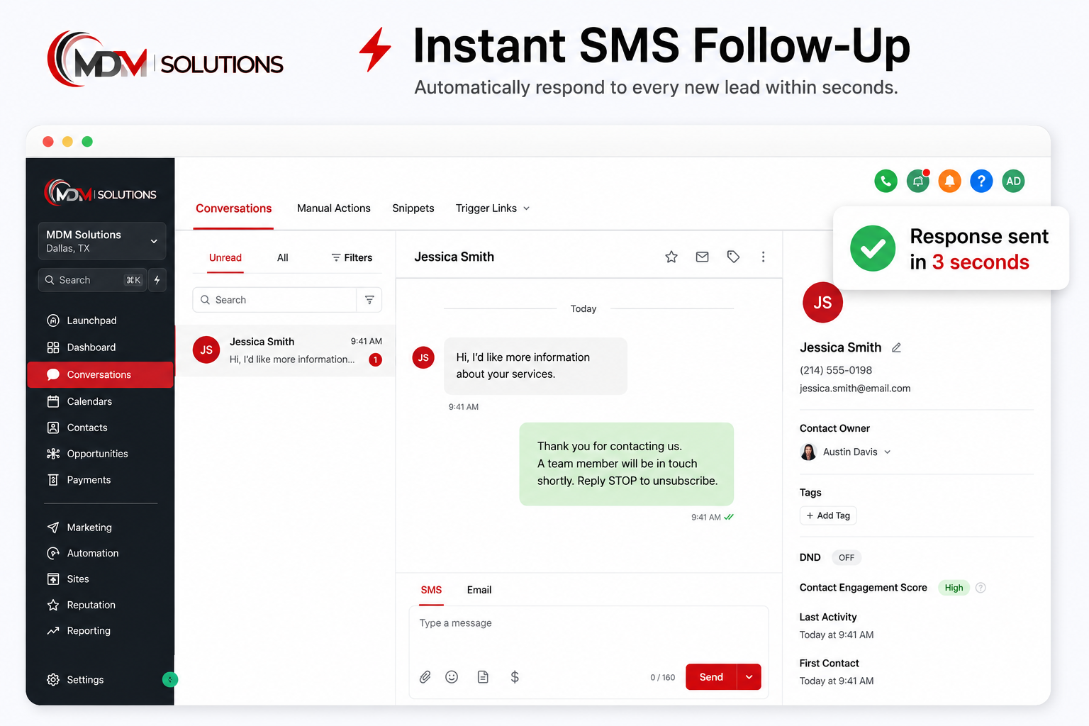 Instant SMS Follow Up