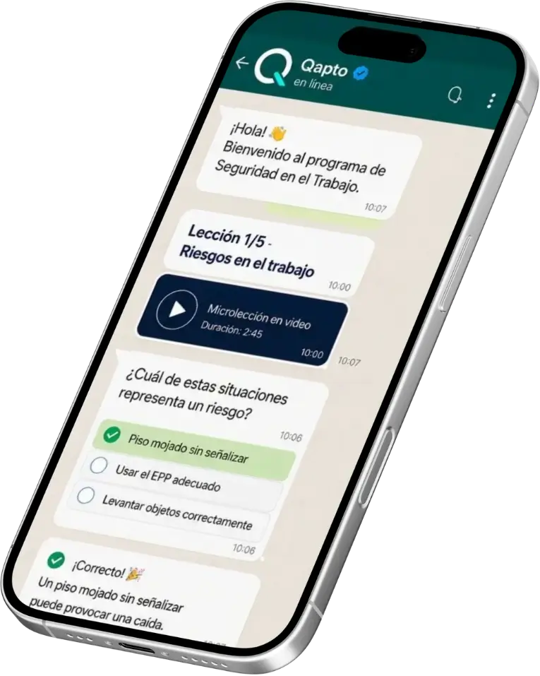 Capacitación por WhatsApp para empresas con Qapto