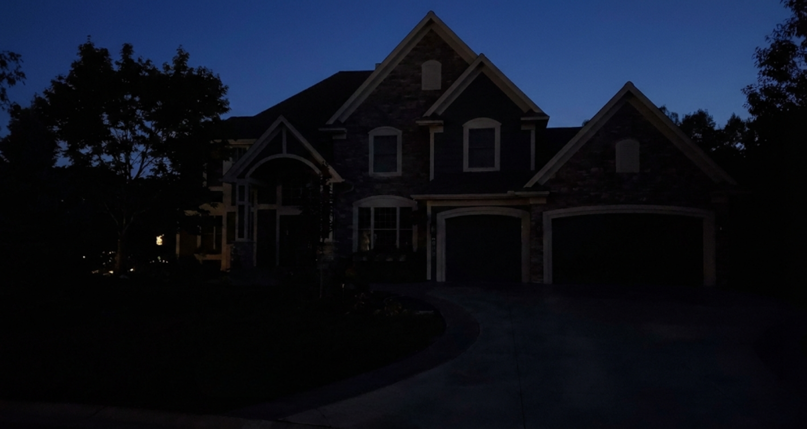 Dark outdoor areas Houston landscape lighting installation