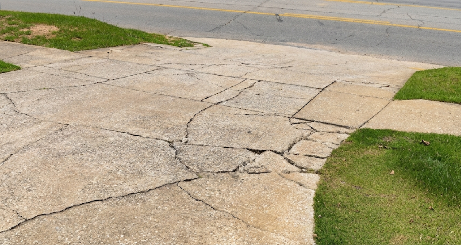 Old damaged driveway Houston concrete replacement