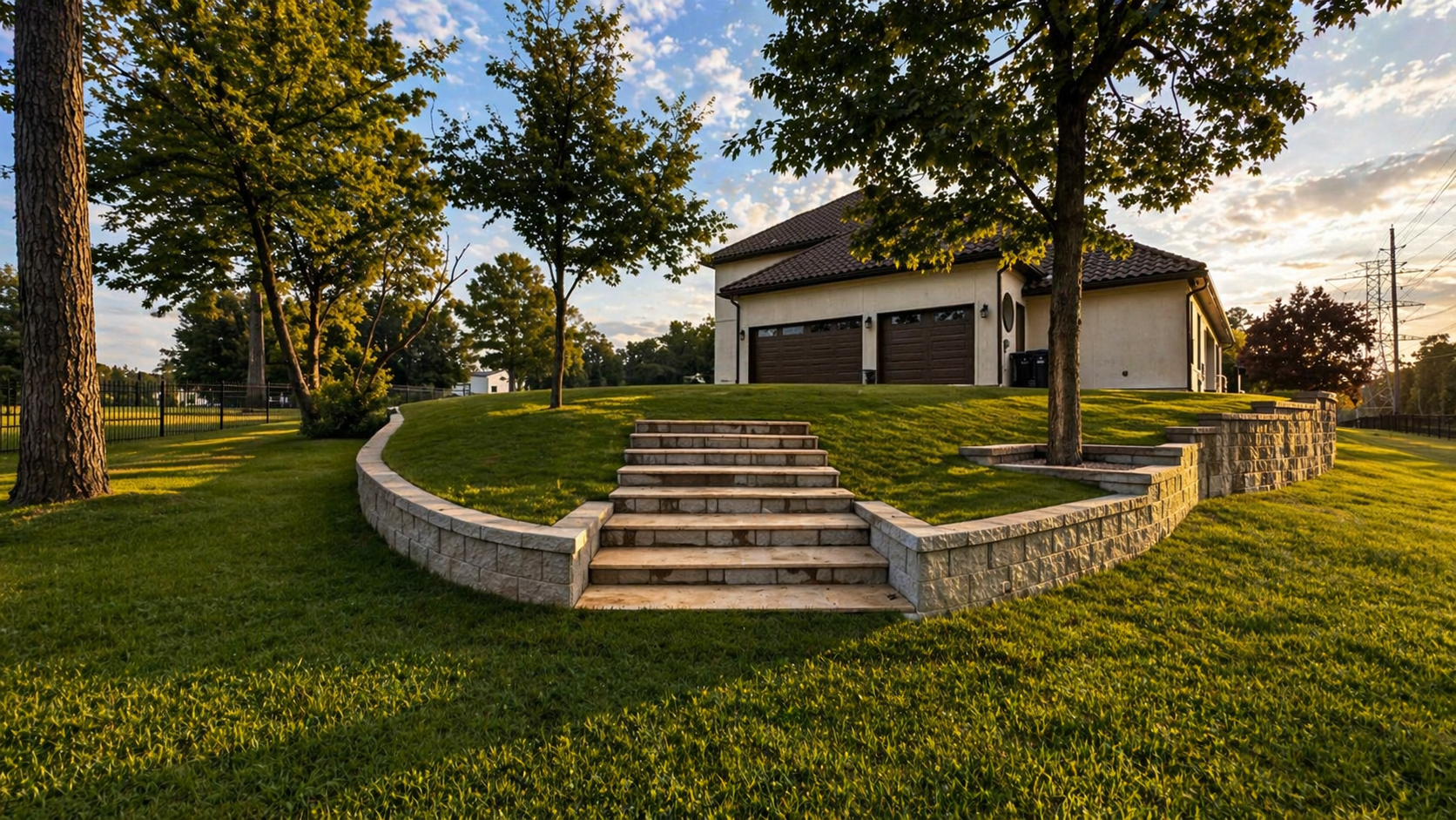 Engineered Retaining Wall with Drainage