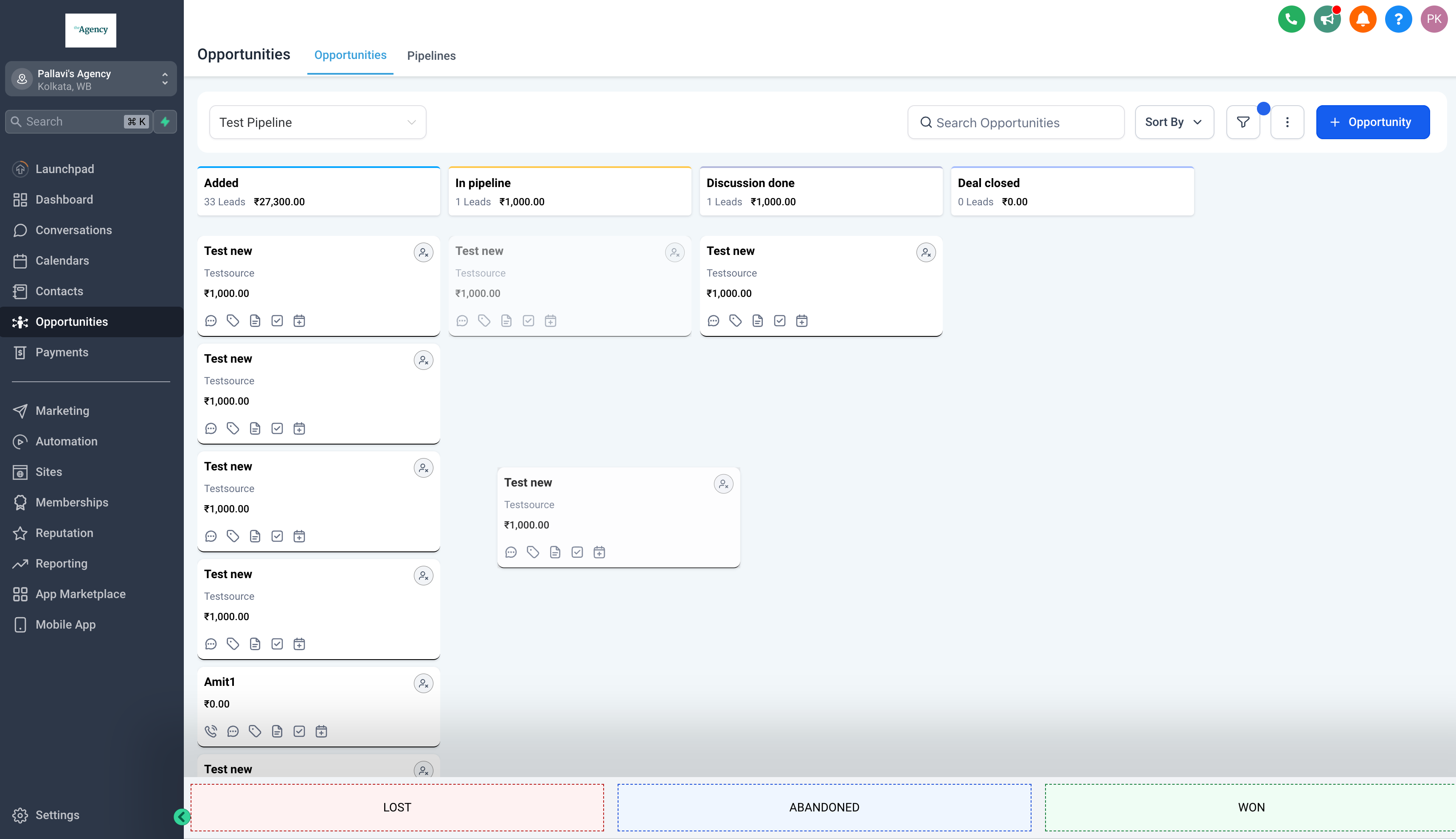 GoHighLevel dashboard for small business owners show CRM pipeline view GoHighLevel dashboard for small business owners show CRM pipeline view