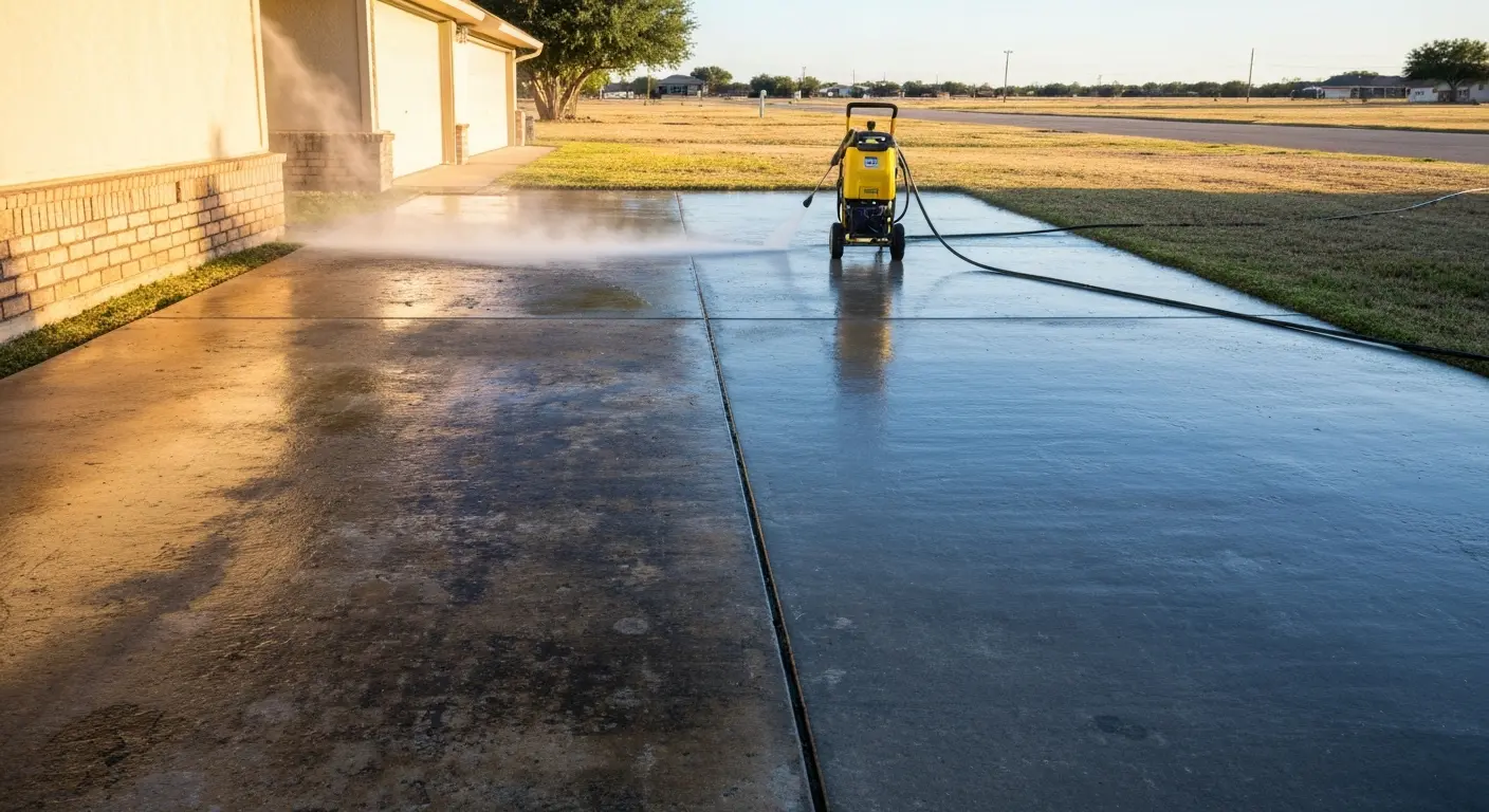 Power washing driveway