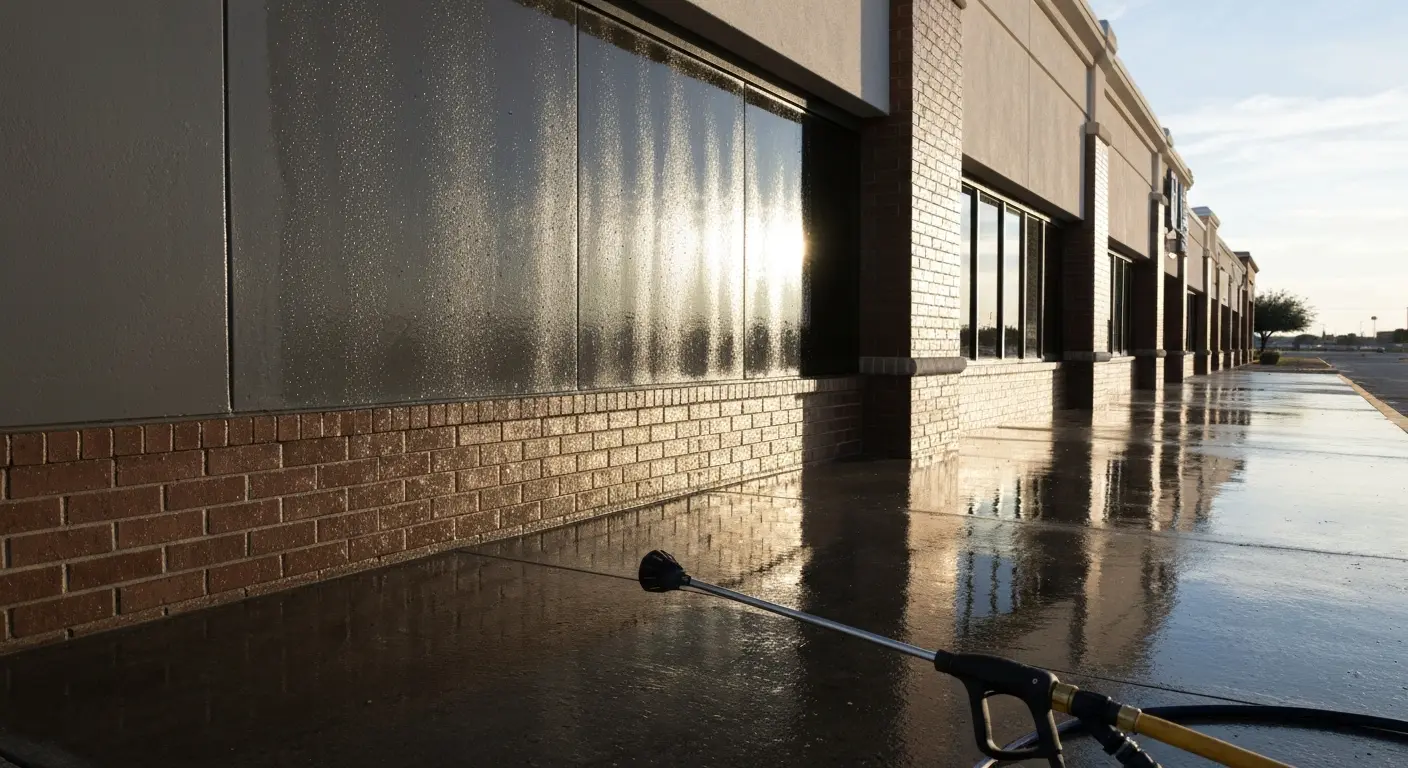 Building exterior power washing