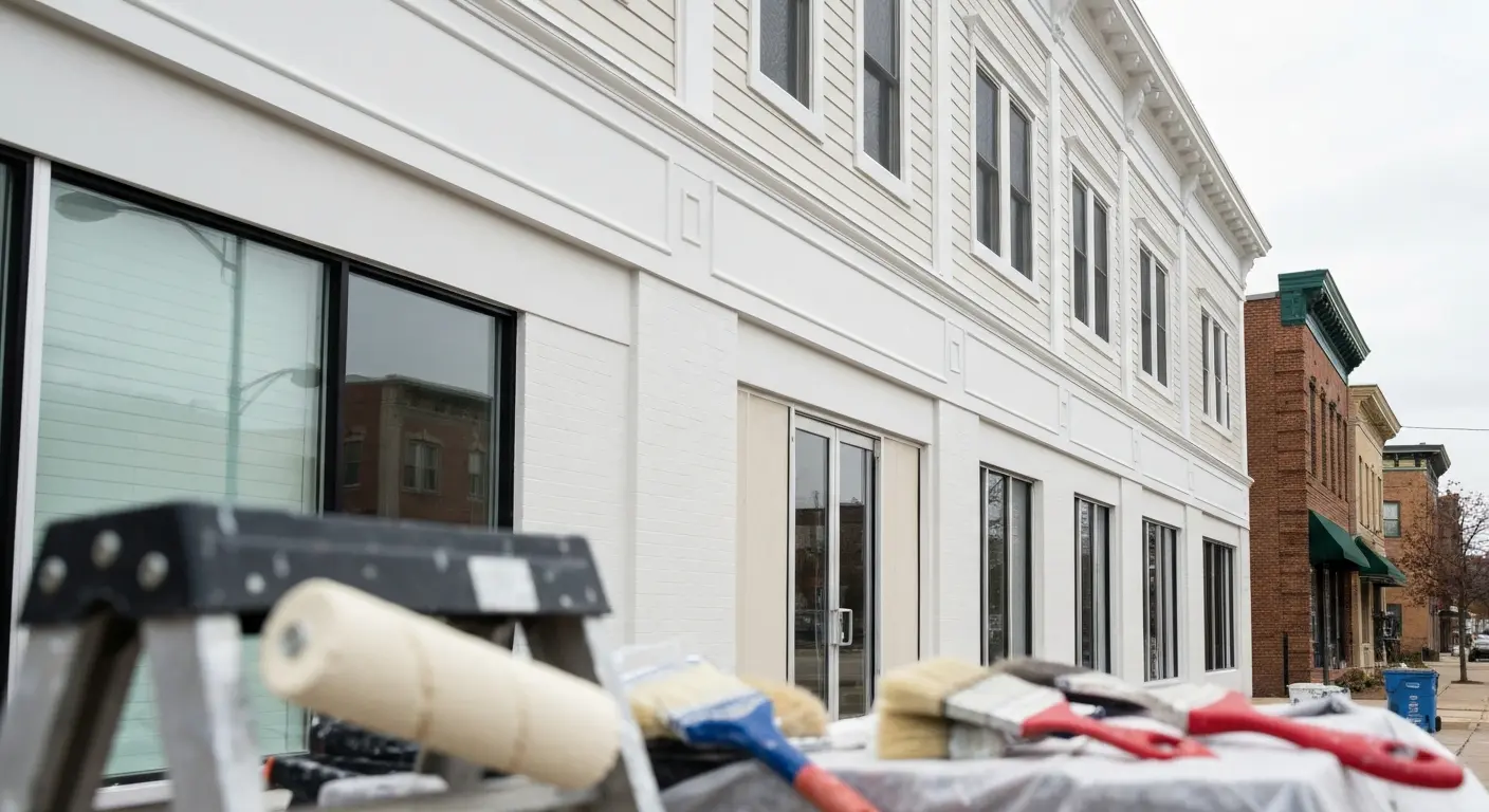 Commercial building exterior painting